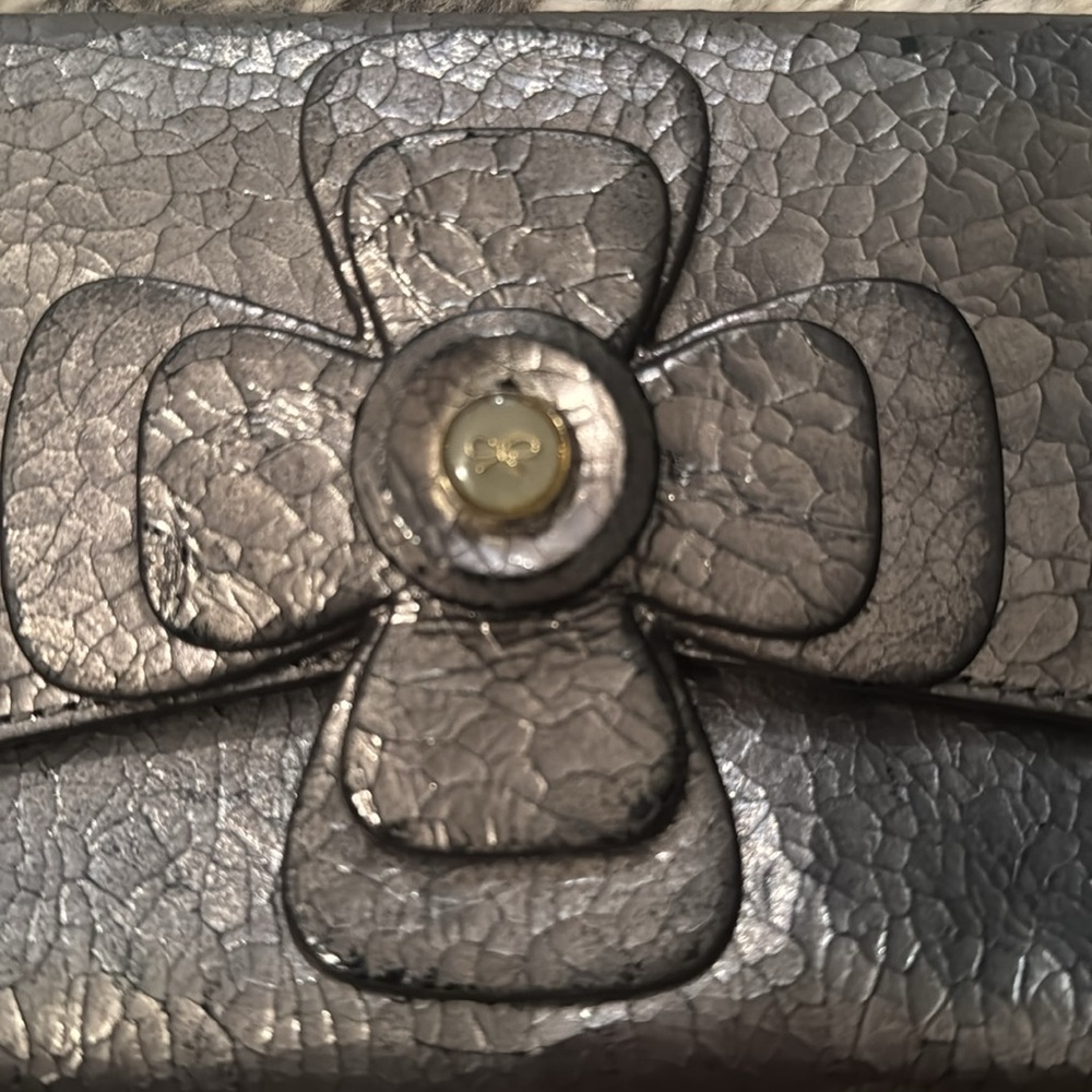 Anya Hindmarch Silver Clutch with Floral Accent